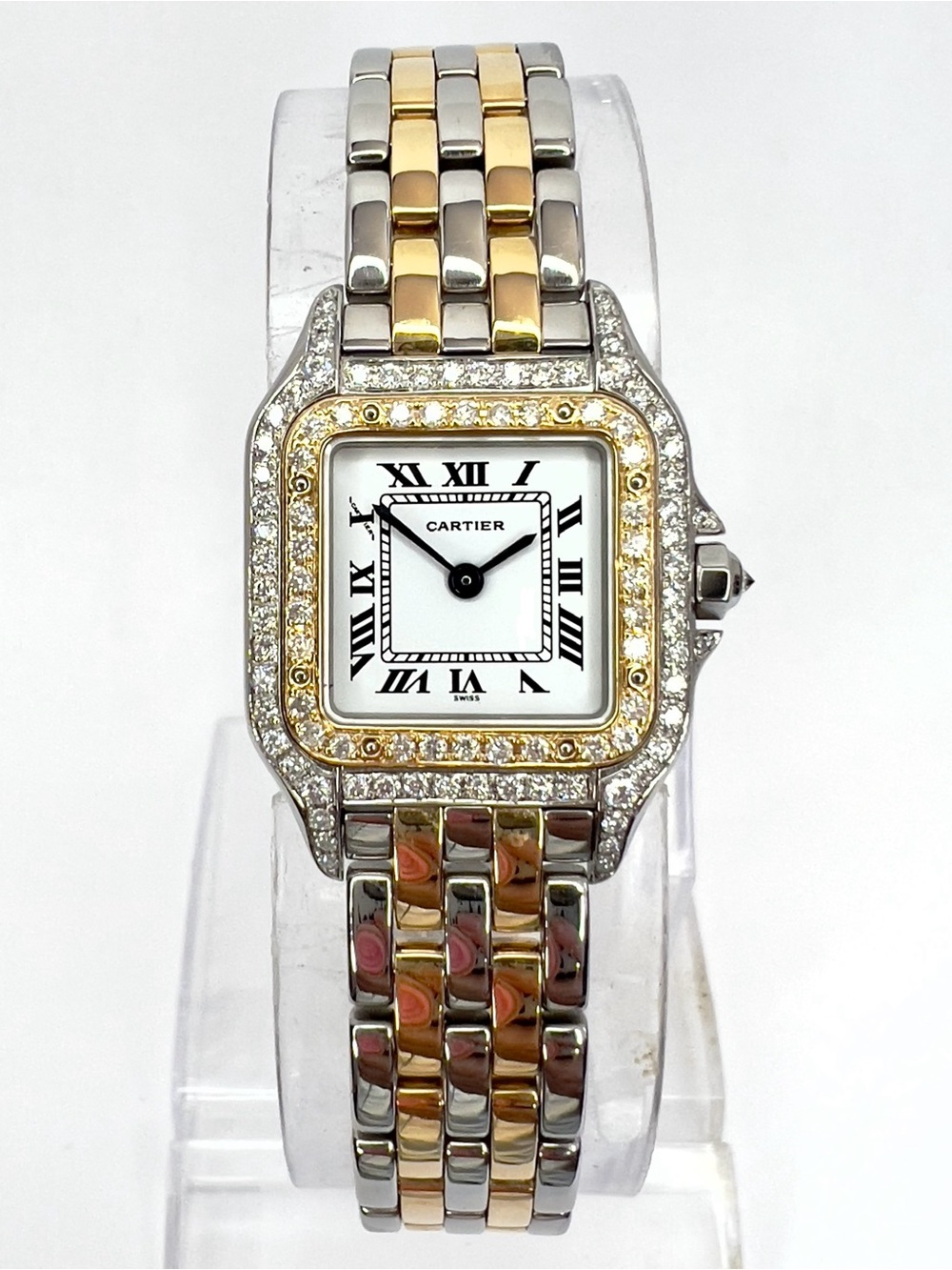 CARTIER PANTHERE 23mm Quartz 2 Row Gold 0.90TCW DIAMOND Watch White Dial